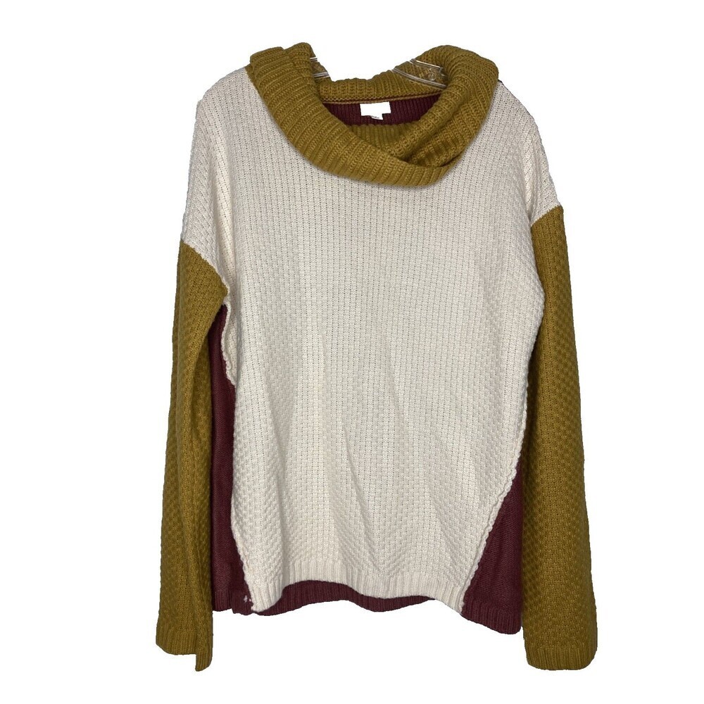 Hem & Thread Sweat‎ Top Women Medium Long Sleeve Colorblock Cowl Neck Collar